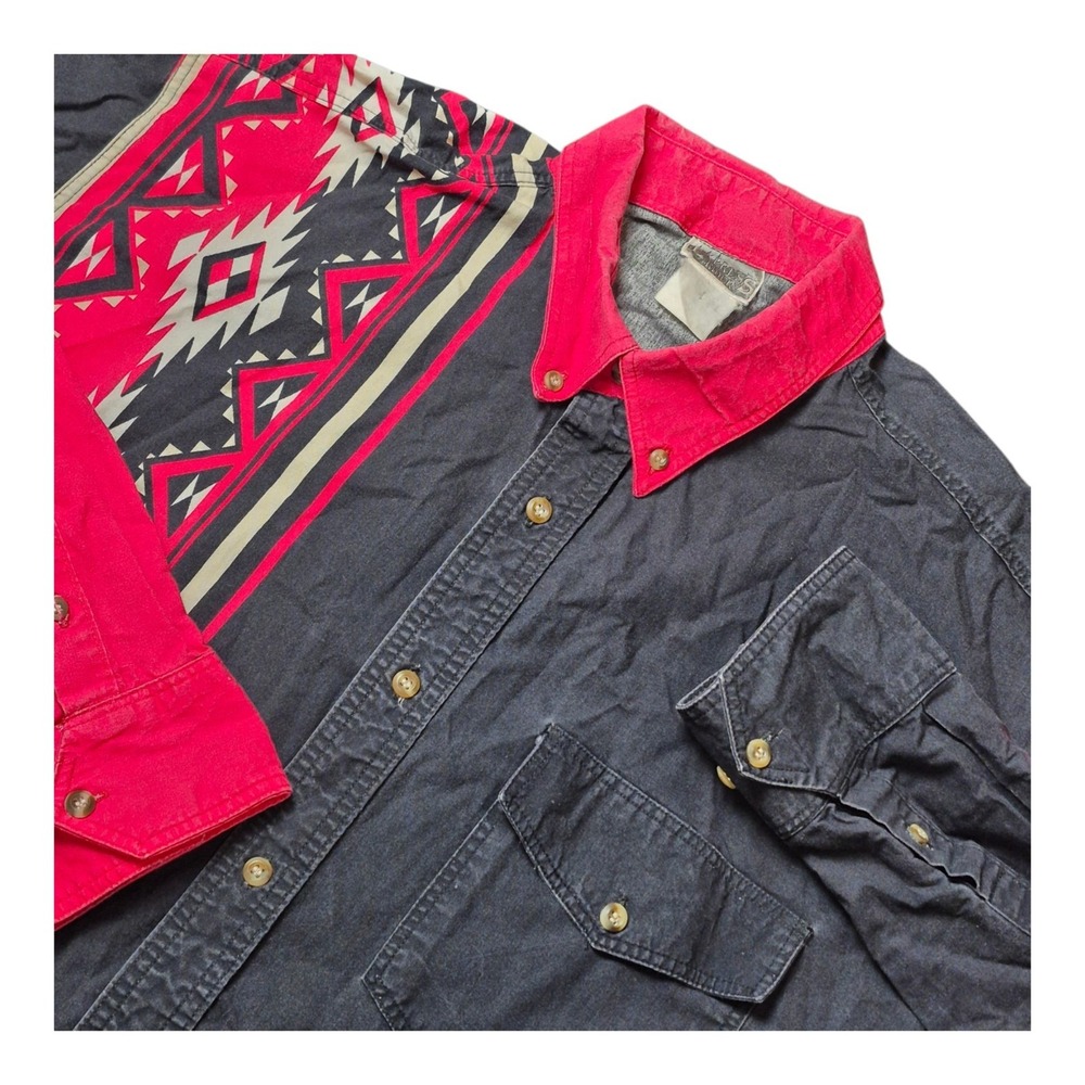 VTG Express Rider Mens Large Southwestern Aztec Colorblock Button Down Shirt